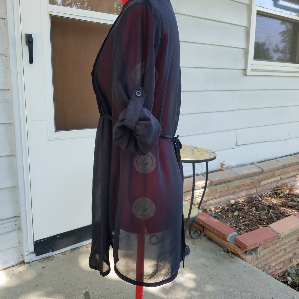 Sheer Black Button-up Tunic - Picture 4 of 7
